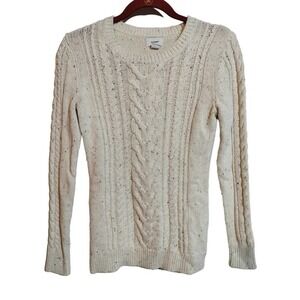 Old Navy cream color cable knit sweater woman small long sleeve
